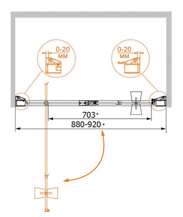 Душевая дверь в нишу Cezares Rosa ROSA-BA-1-90-RO-Bi фото