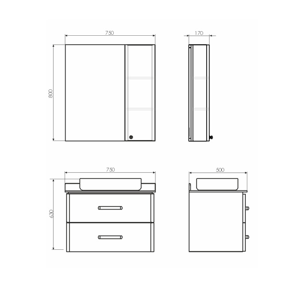 Тумба Comforty Амстердам-75 белая с с черной матовой столешницей, с раковиной Comforty T-Y9378 фото