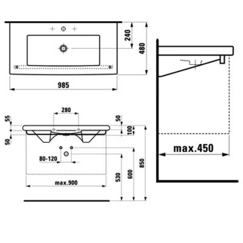 Подвесная раковина Laufen Living 8.1443.7.000.104.1 98,5 см фото