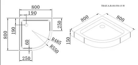 Поддон для душа Cezares Tray TRAY-A-R-80-550-15-W 80х80 фото