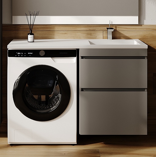 Тумба под стиральную машину подвесная Style Line Даллс Леон 120 Люкс Plus СС-00002451 серая фото