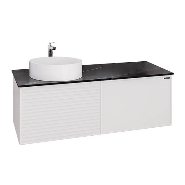 Тумба-умывальник Comforty Геленджик 120 белый матовый со столешницей под мрамор Калакатта Блэк c раковиной COMFORTY 9110 00-00018707CF фото