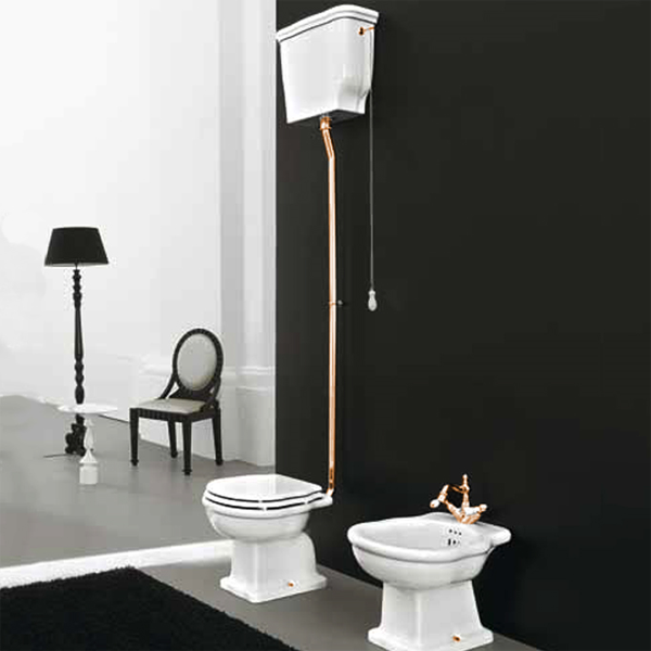 Унитаз с высоким бачком HEC004 01 00/ EE16 bi Artceram Hermitage HEV002 01 00/ EE01 bi золото фото