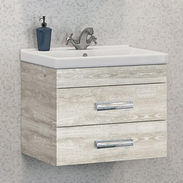 Тумба Comforty Никосия-60П дуб белый с раковиной Fest 60 F01 фото