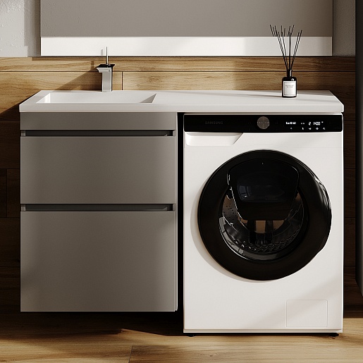 Тумба под стиральную машину подвесная Style Line Даллс Леон 120 Люкс Plus СС-00002451 серая фото