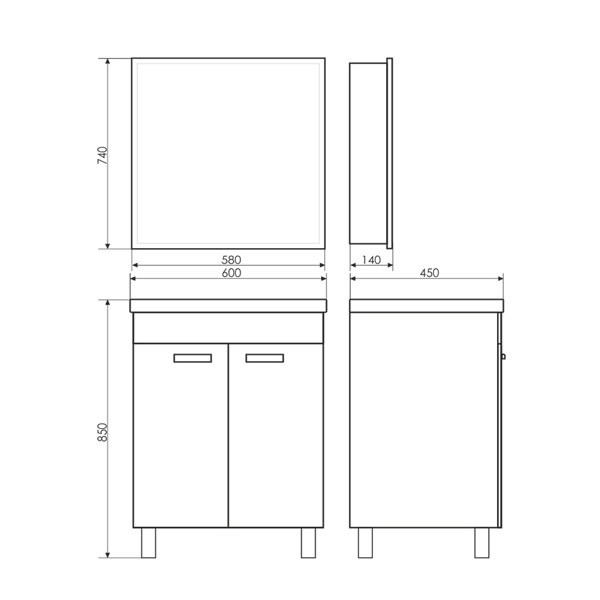 Тумба Comforty Чезана-60 белая с раковиной Eggo 60/Next 60 фото