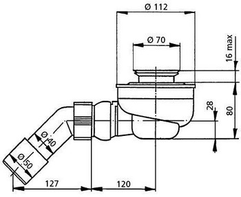 Сифон для поддона Sanit 821/50 F 34.036.00..0000 со слив. отверстием 52мм / без декоративной крышки фото