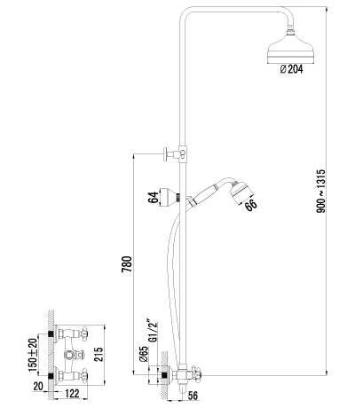 Душевая система (стойка) Lemark Vintage LM2860B фото