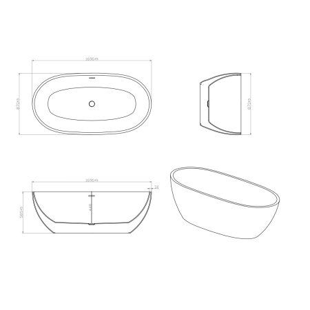 Ванна акриловая Vincea VBT-204 170x87 фото