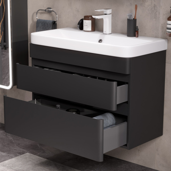 Тумба под раковину EQUIL Eltoro 80 tpELTR80.2Y-03 черный софт фото