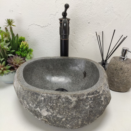 Накладная раковина из речного камня RS01446 (39*35*14) фото