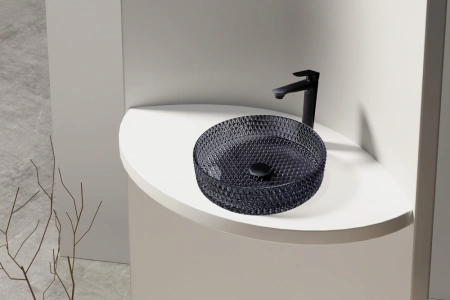 Накладная раковина стеклянная Abber Glas AK2301B 39x39 черная фото