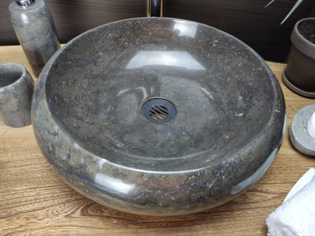 Раковина из мрамора Indo Donut Black Small DM-00182 фото