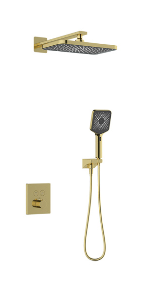 Душевая система скрытого монтажа с термостатом Kaiser Sano 08477-3 шлифованное золото фото