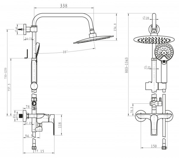 Душевая система (стойка) BelBagno Bocco BB-COLD-U-CRM фото