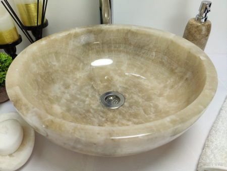 Накладная раковина из оникса Indo Bowl Grey Small TinLip BO-00329 фото