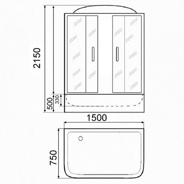 Душевой бокс Parly Bianco BNE150FR 150x75 фото