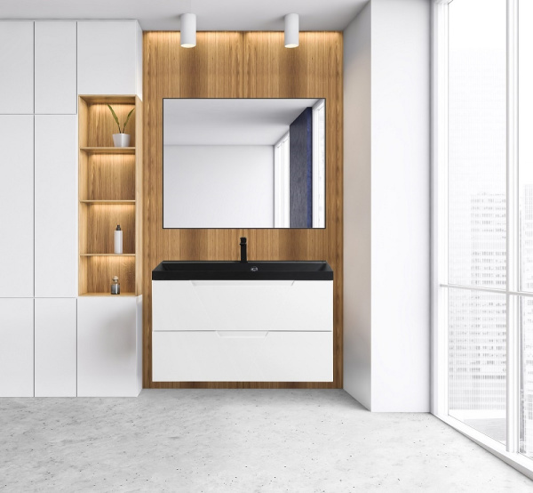 Зеркало в алюминиевой раме BelBagno SPC-AL-1000-800 Nero 100x80 черное фото