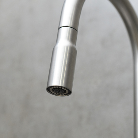 Смеситель для кухни с выдвижной лейкой Lemark Expert LM5086S сталь фото