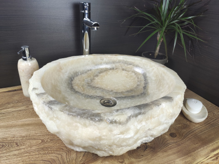 Накладная раковина из оникса Indo Erozy Бавиан Grey EO-00055 фото