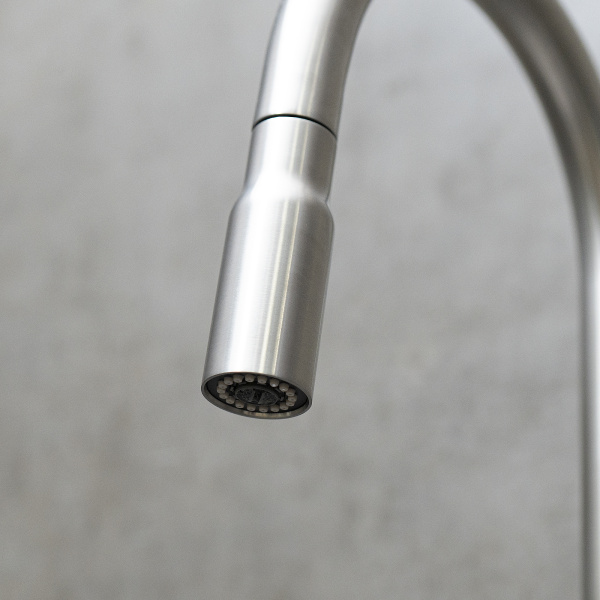 Смеситель для кухни с выдвижной лейкой Lemark Expert LM5086S сталь фото