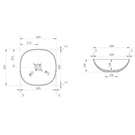 Накладная раковина Abber Kristall AT2806Onyx 43x43 черная фото