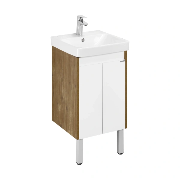 Тумба под раковину Акватон Сканди Doors 45 1A278701SDZ90 белый глянец / дуб рустикальный фото
