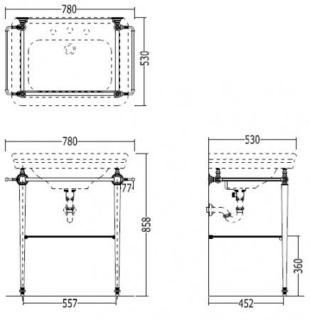 Консоль с раковино Devon & Devon Colette DEETOILECR+IBLG1FET фото
