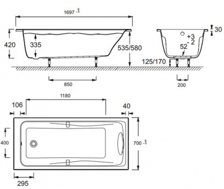 Акриловая ванна Jacob Delafon Odeon Up E6080RU-00 170х70 фото