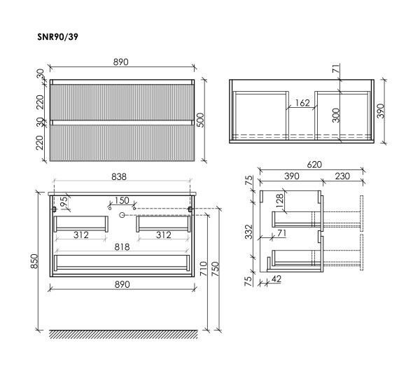 Тумба под раковину Sancos Snob R SNR90/39W Bianco фото