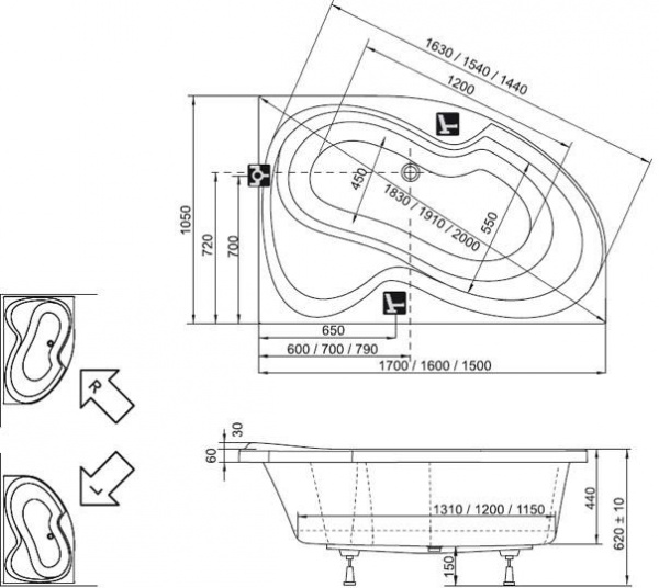 Акриловая ванна Ravak Rosa II CK21000000 150x105 L фото