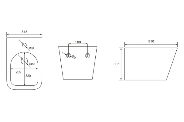 Биде подвесное Abber Rechteck AC1250MB черное матовое фото