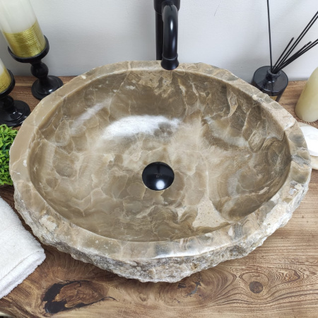 Накладная раковина из оникса Erozy Grey EO-00802 (52*42*15см) фото