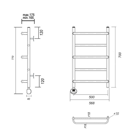 Полотенцесушитель электрический Domoterm Орфей Орфей П5 500x700 EL фото