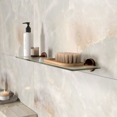 Полка стеклянная WasserKRAFT Asphe K-77724 розовое золото фото