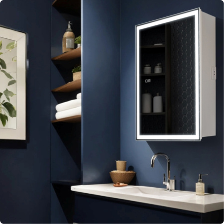 Зеркальный шкаф с подсветкой и подогревом Aquame AQM9201 60x80 фото