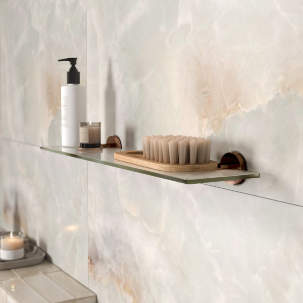 Полка стеклянная WasserKRAFT Asphe K-77724 розовое золото фото