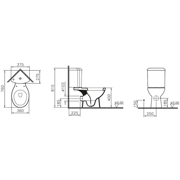 Унитаз компакт Vitra Arkitekt 9754B003-7201 угловой с бачком и сиденьем микролифт фото