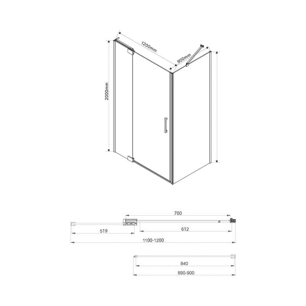 Душевой уголок Vincea Extra VSR-1E111290CL 110/120x90 фото