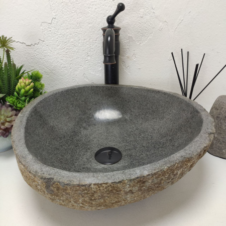 Накладная раковина из речного камня RS01531 (43*41*15) C15 фото