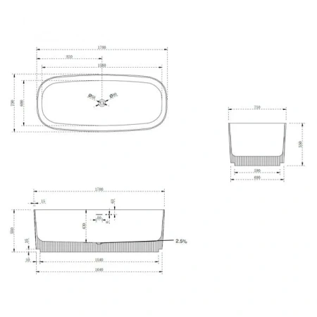 Ванна из искусственого камня Abber Stein AS9601 170x75 фото