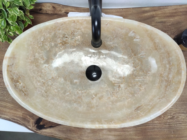 Накладная раковина из оникса Oval Yellow OO-01033 (55*38*19) фото