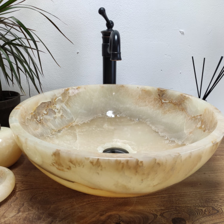 Накладная раковина из оникса Bowl Yellow Medium TinLip BO-00976 (45*45*15) фото