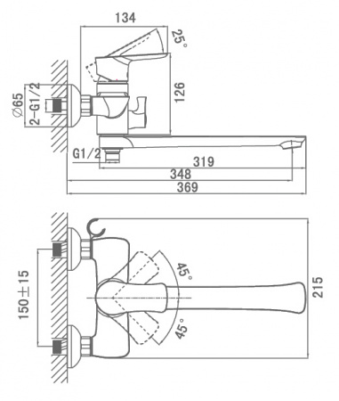 Смеситель для ванны с душем D&K Reisling Rhein DA1273301 фото