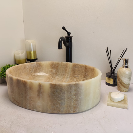 Накладная раковина из оникса Oval Yellow OY-00700 (52*38*14см) фото