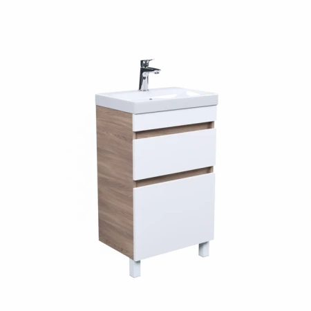 Тумба с раковиной напольная Iddis Zodiac 50 ZOD5ABFi95K белая/под дерево фото