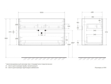 Тумба под раковину Art&Max Torino AM-TORINO-1000-2C-SO-GF-P графит фото