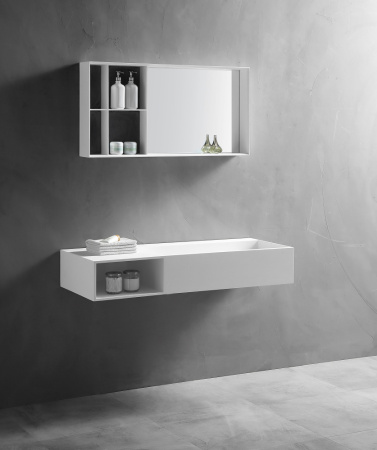 Раковина подвесная Abber Stein AS2640-1.0 L 100x46 белая матовая фото