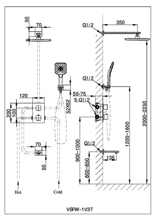 Душевая система скрытого монтажа с термостатом Vincea Next VSFW-1N3TCH фото