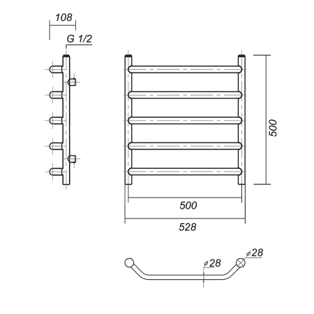 Полотенцесушитель водяной Domoterm Лаура Плюс Лаура Плюс П5 500x500 АБР фото
